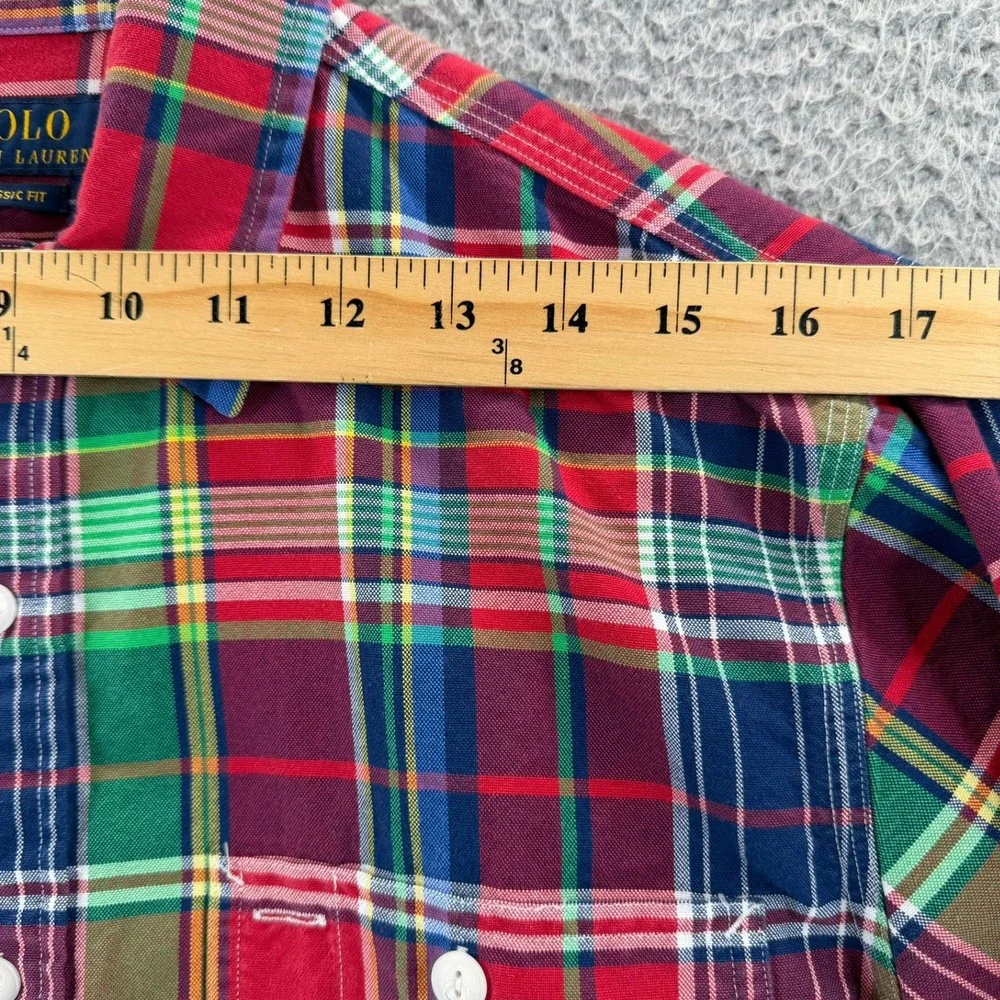 Polo Ralph Lauren Classic Fit Madras Plaid Button Down Shirt Multi Color Mens M
